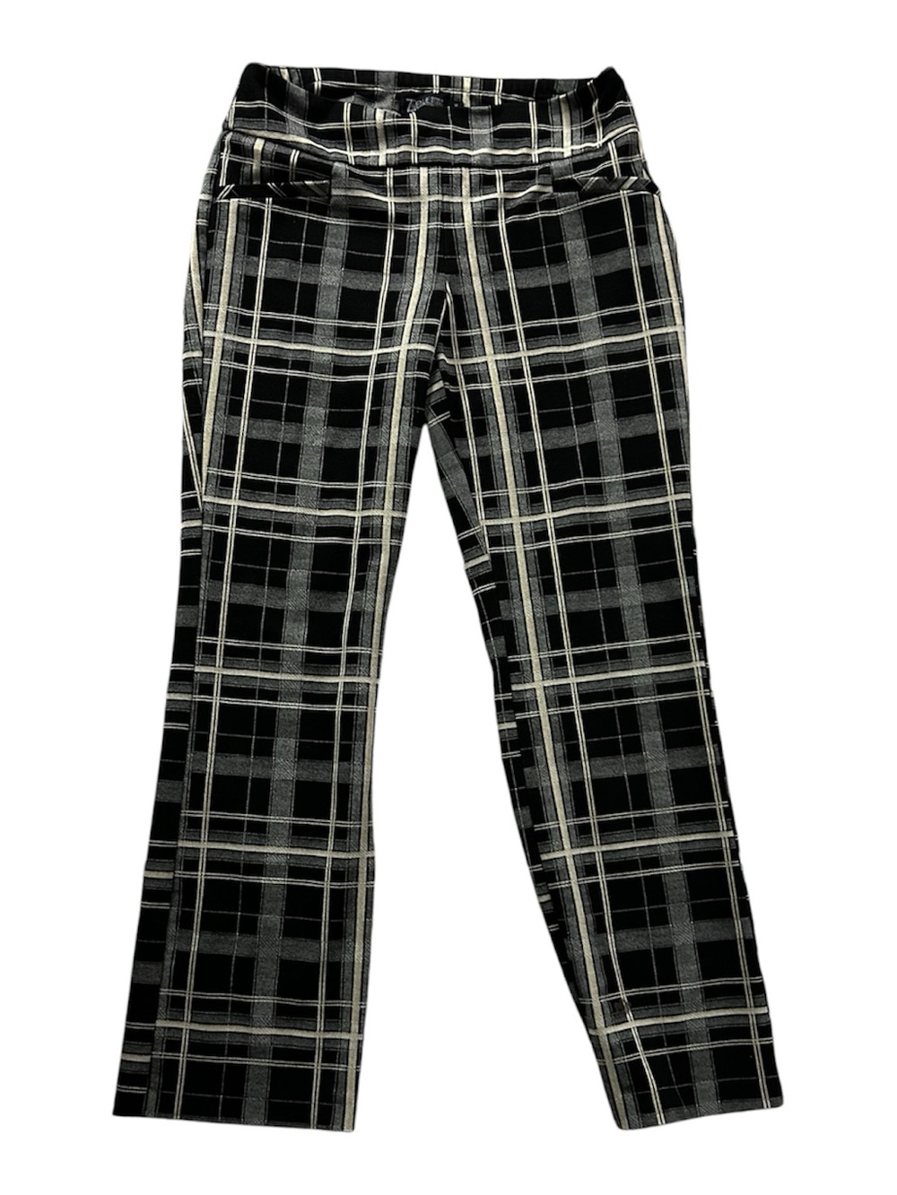 Black & White Plaid Pull-On Pants